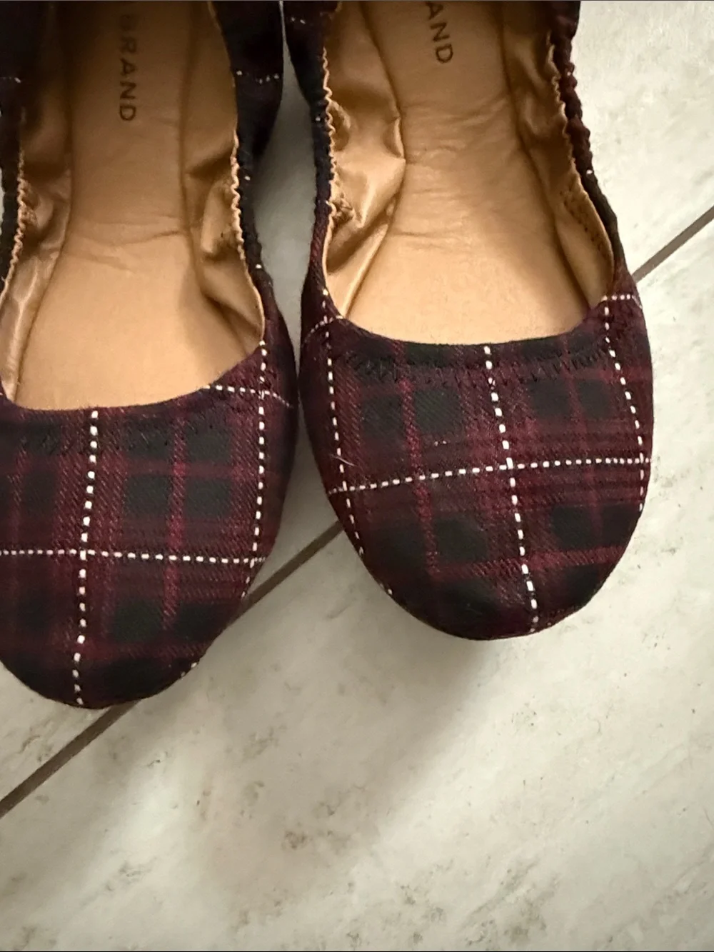 Lucky Brand Women's Burgundy Plaid Ballet Flats..size 9.5M